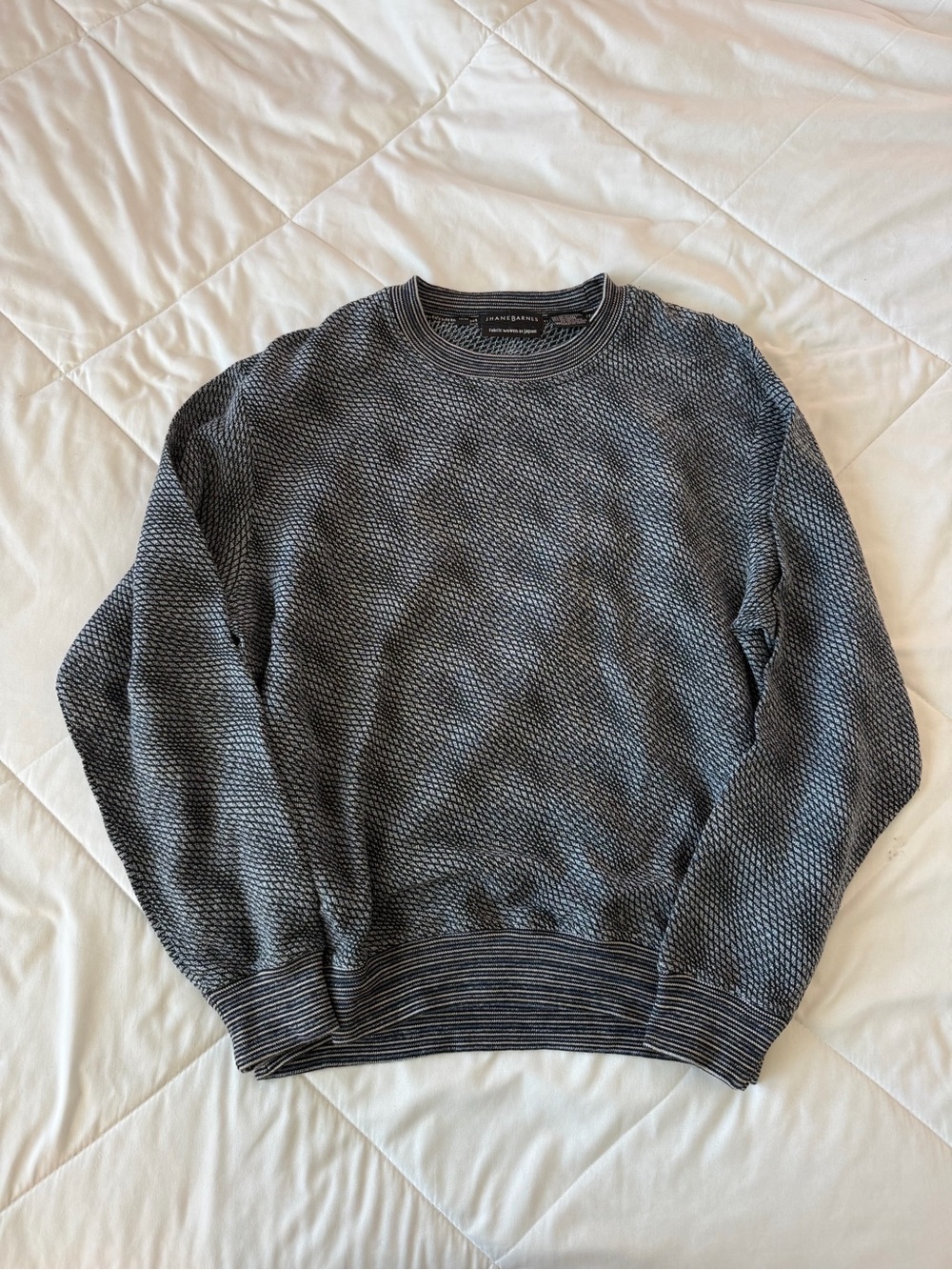Jhane Barnes Charcoal Gray Textured Crewneck Sweater